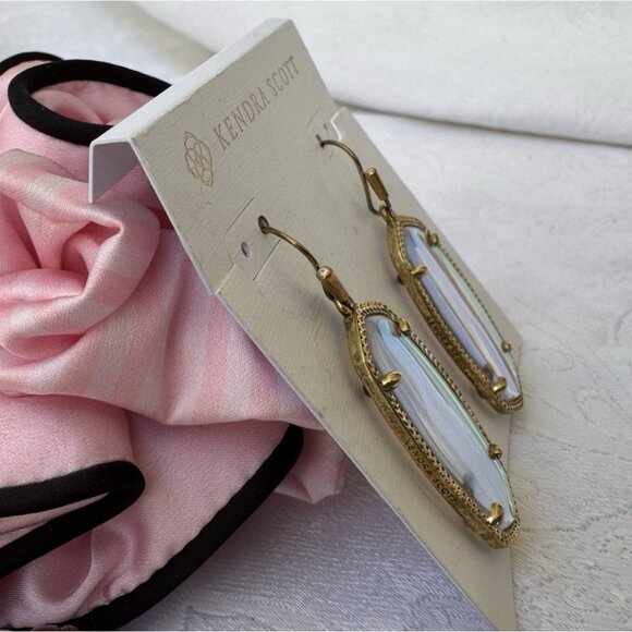 Kendra Scott Hallie Iridescent Pink Silver Drop Earrings NWT $70 w Gift Bag - Picture 6 of 7